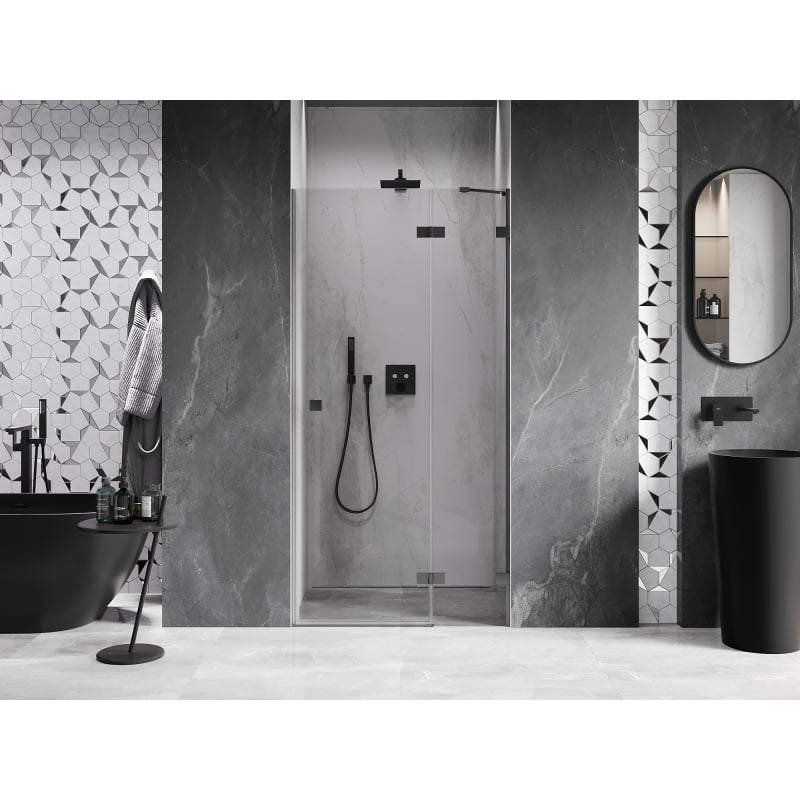 Mexen Lunar drzwi prysznicowe uchylne prawe 80 cm, transparent, gun metal - 834-080-000-95-00-P