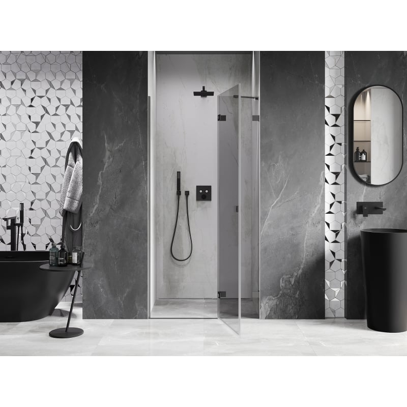 Mexen Lunar drzwi prysznicowe uchylne prawe 90 cm, transparent, gun metal - 834-090-000-95-00-P