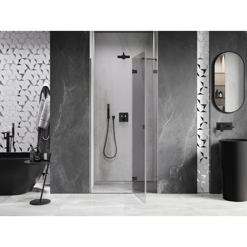 Mexen Lunar drzwi prysznicowe uchylne prawe 110 cm, transparent, gun metal - 834-110-000-95-00-P