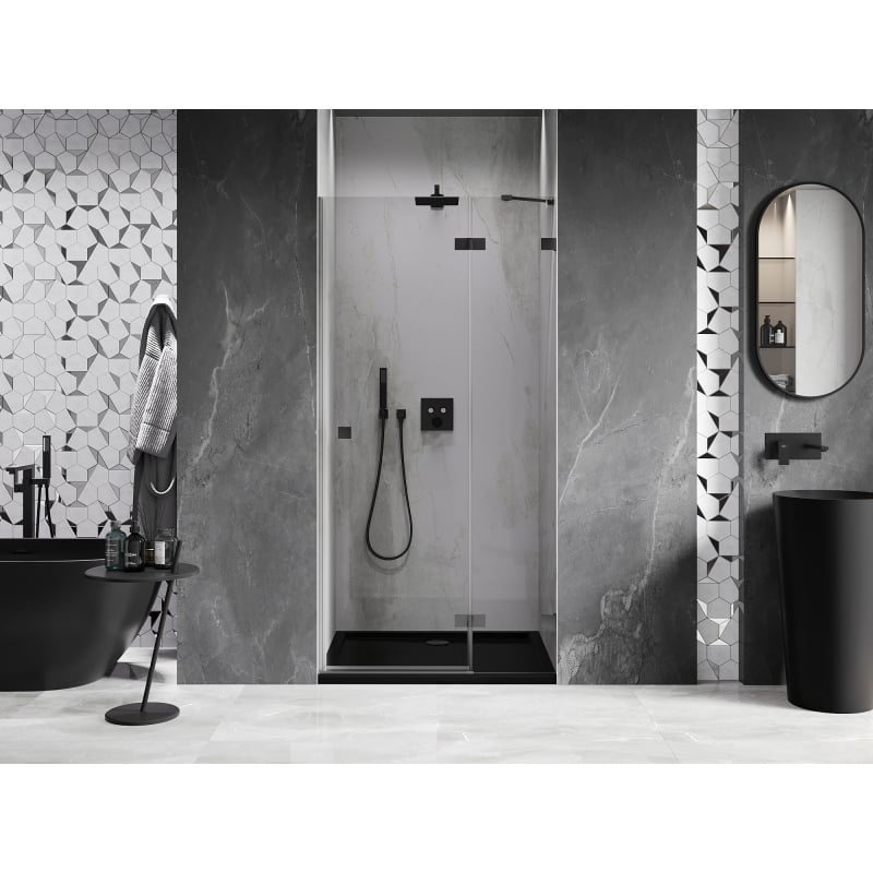 Mexen Lunar drzwi prysznicowe uchylne prawe 115 cm, transparent, gun metal - 834-115-000-95-00-P