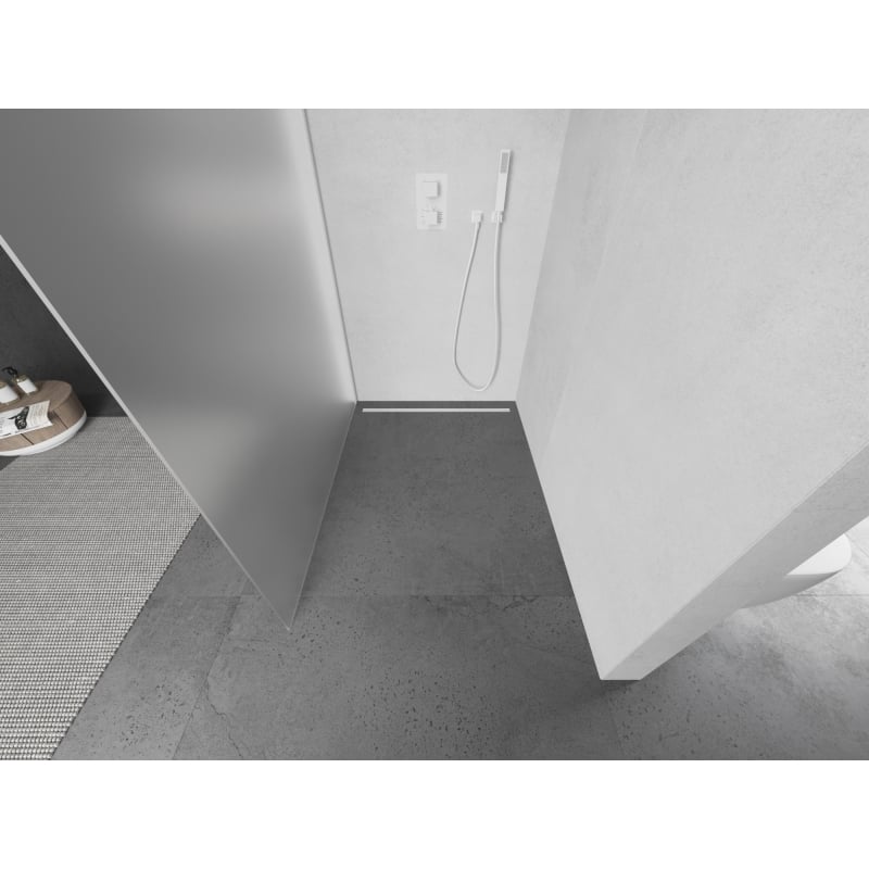 Mexen Kioto ścianka prysznicowa Walk-in 70 x 200 cm, szron 8 mm, biała - 800-070-101-20-30