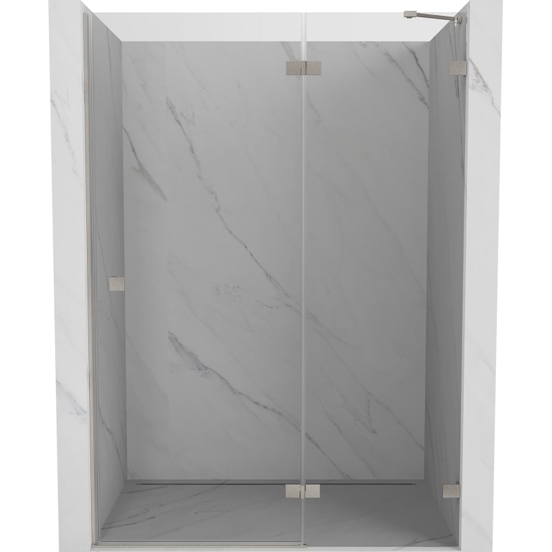 Mexen Lunar drzwi prysznicowe uchylne prawe 135 cm, transparent, nikiel szczotkowany - 834-135-000-97-00-P