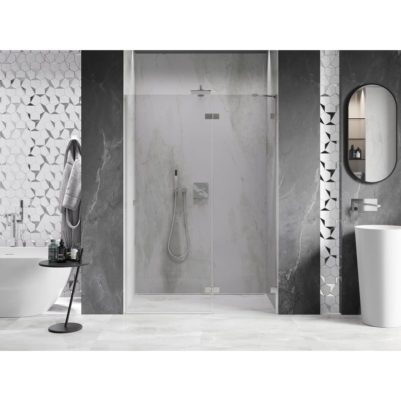 Mexen Lunar drzwi prysznicowe uchylne prawe 140 cm, transparent, nikiel szczotkowany - 834-140-000-97-00-P