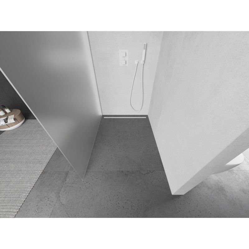 Mexen Kioto ścianka prysznicowa Walk-in 110 x 200 cm, szron 8 mm, biała - 800-110-101-20-30