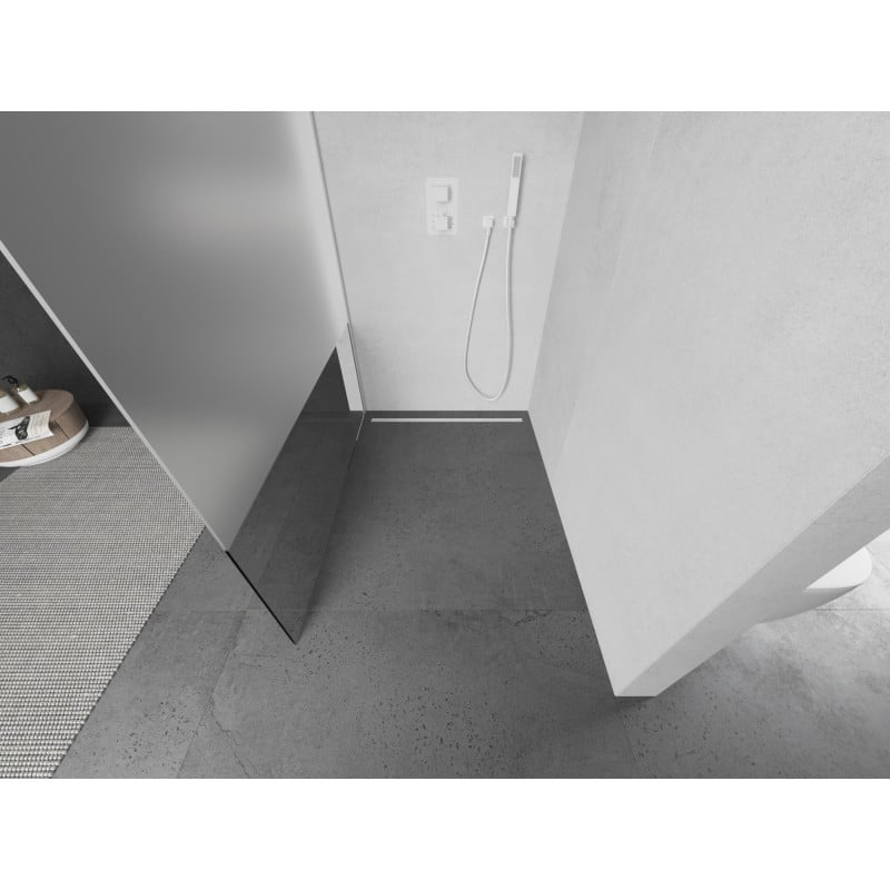 Mexen Kioto ścianka prysznicowa Walk-in 70 x 200 cm, transparent/szron 8 mm, biała - 800-070-101-20-35