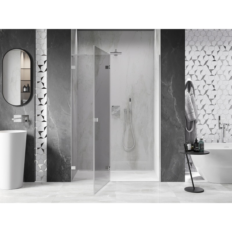Mexen Lunar L drzwi prysznicowe uchylne lewe 140 cm, transparent, chrom - 834L-140-000-01-00-L