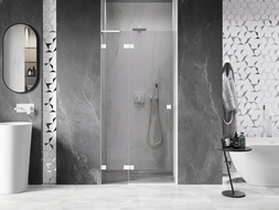 Mexen Lunar L drzwi prysznicowe uchylne lewe 90 cm, transparent, białe - 834L-090-000-20-00-L