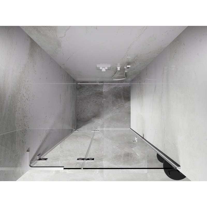 Mexen Lunar L drzwi prysznicowe uchylne lewe 90 cm, transparent, białe - 834L-090-000-20-00-L