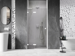 Mexen Lunar L drzwi prysznicowe uchylne lewe 105 cm, transparent, białe - 834L-105-000-20-00-L