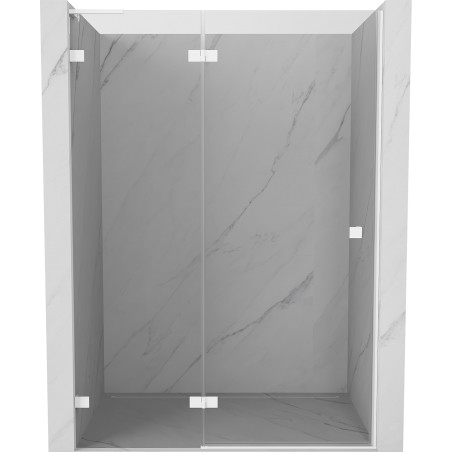 Mexen Lunar L drzwi prysznicowe uchylne lewe 130 cm, transparent, białe - 834L-130-000-20-00-L