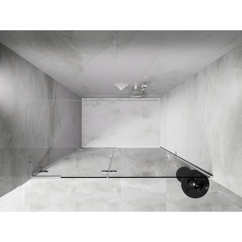 Mexen Lunar L drzwi prysznicowe uchylne lewe 130 cm, transparent, białe - 834L-130-000-20-00-L