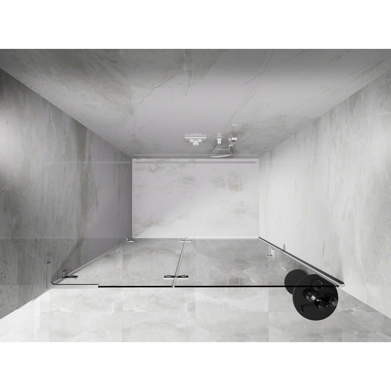 Mexen Lunar L drzwi prysznicowe uchylne lewe 135 cm, transparent, białe - 834L-135-000-20-00-L
