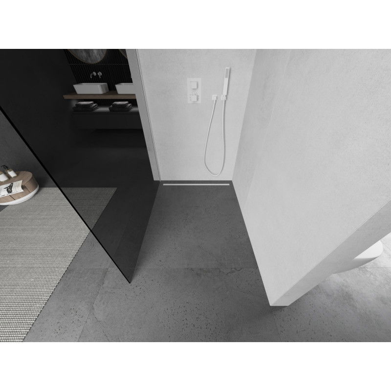 Mexen Kioto ścianka prysznicowa Walk-in 120 x 200 cm, grafit 8 mm, biała - 800-120-101-20-40