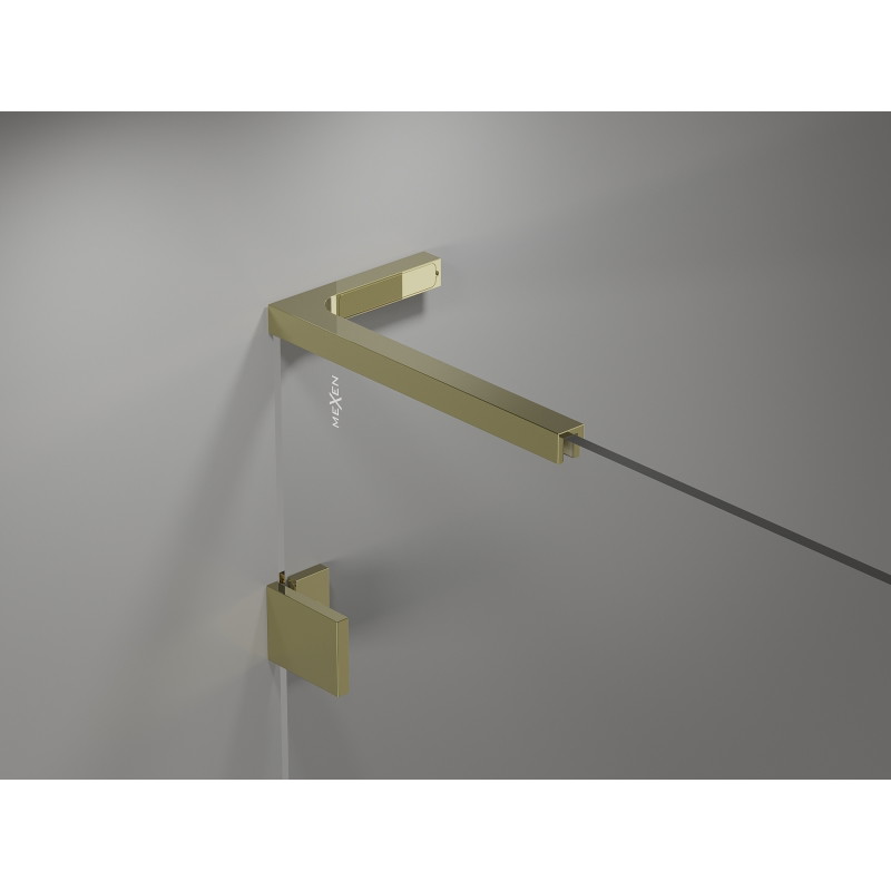 Mexen Lunar L drzwi prysznicowe uchylne lewe 90 cm, transparent, złote - 834L-090-000-50-00-L