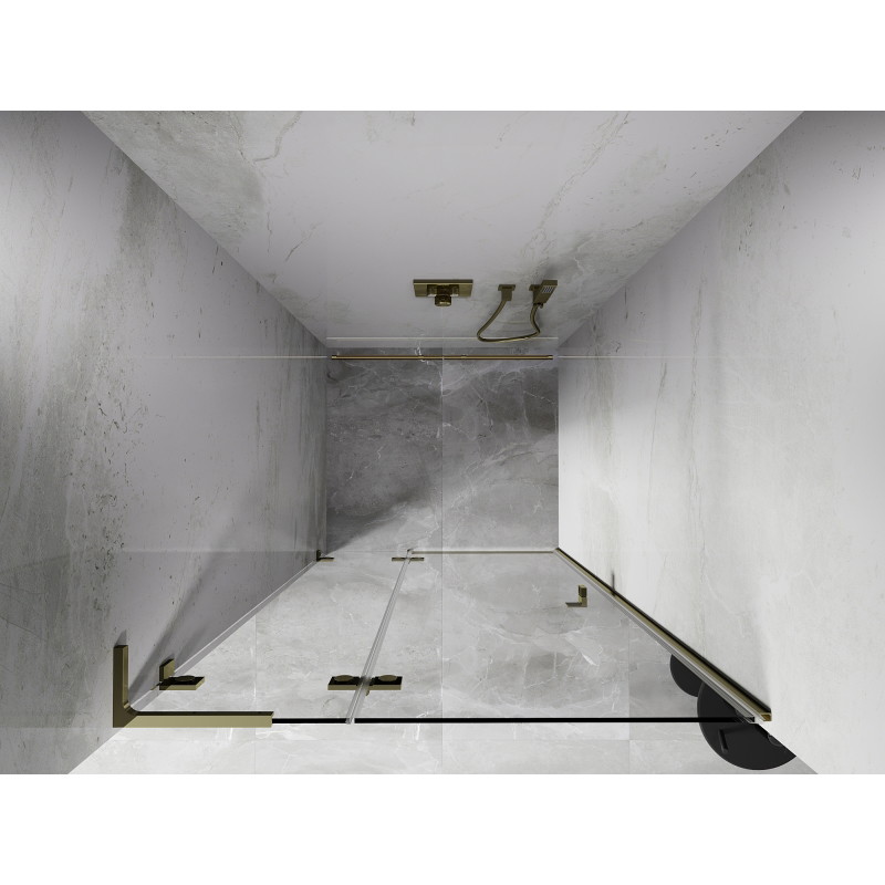 Mexen Lunar L drzwi prysznicowe uchylne lewe 95 cm, transparent, złote - 834L-095-000-50-00-L