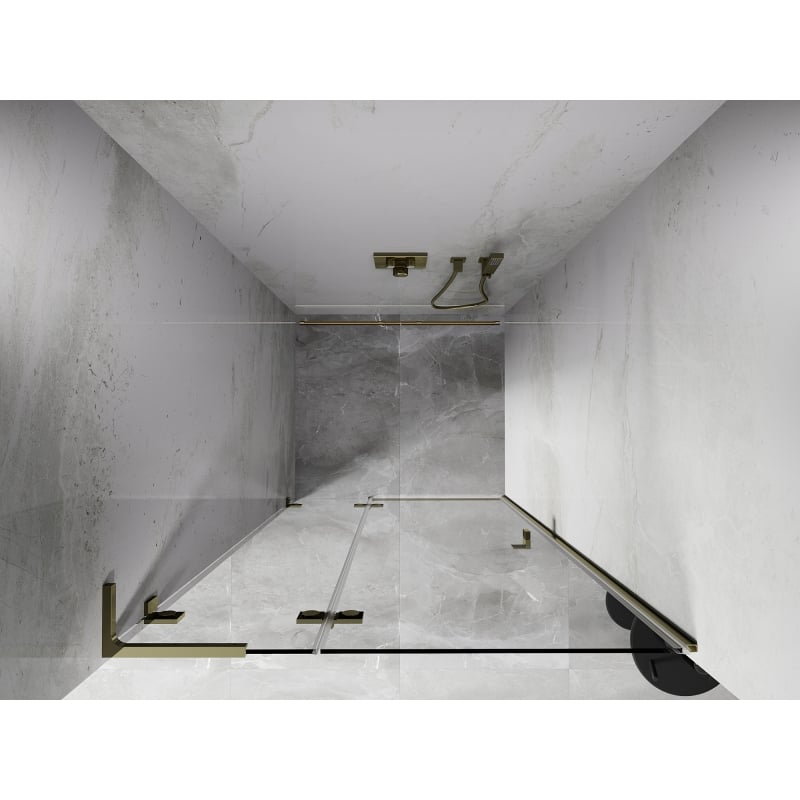 Mexen Lunar L drzwi prysznicowe uchylne lewe 100 cm, transparent, złote - 834L-100-000-50-00-L