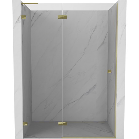 Mexen Lunar L drzwi prysznicowe uchylne lewe 135 cm, transparent, złote - 834L-135-000-50-00-L