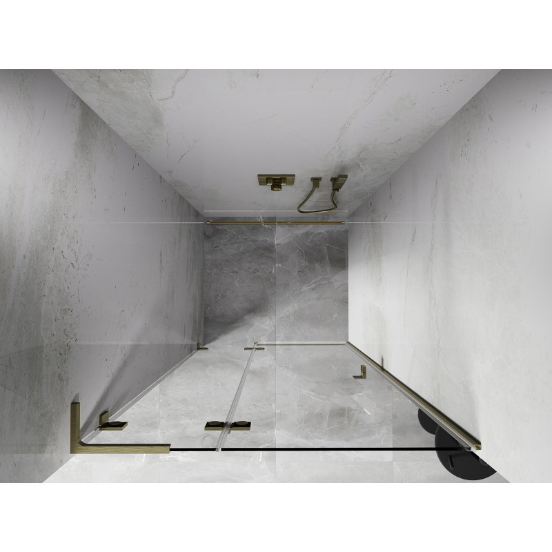 Mexen Lunar L drzwi prysznicowe uchylne lewe 75 cm, transparent, złote szczotkowane - 834L-075-000-55-00-L