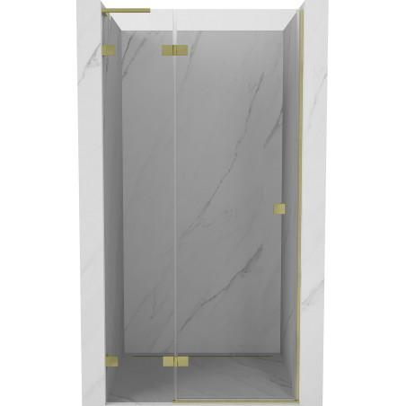 Mexen Lunar L drzwi prysznicowe uchylne lewe 85 cm, transparent, złote szczotkowane - 834L-085-000-55-00-L