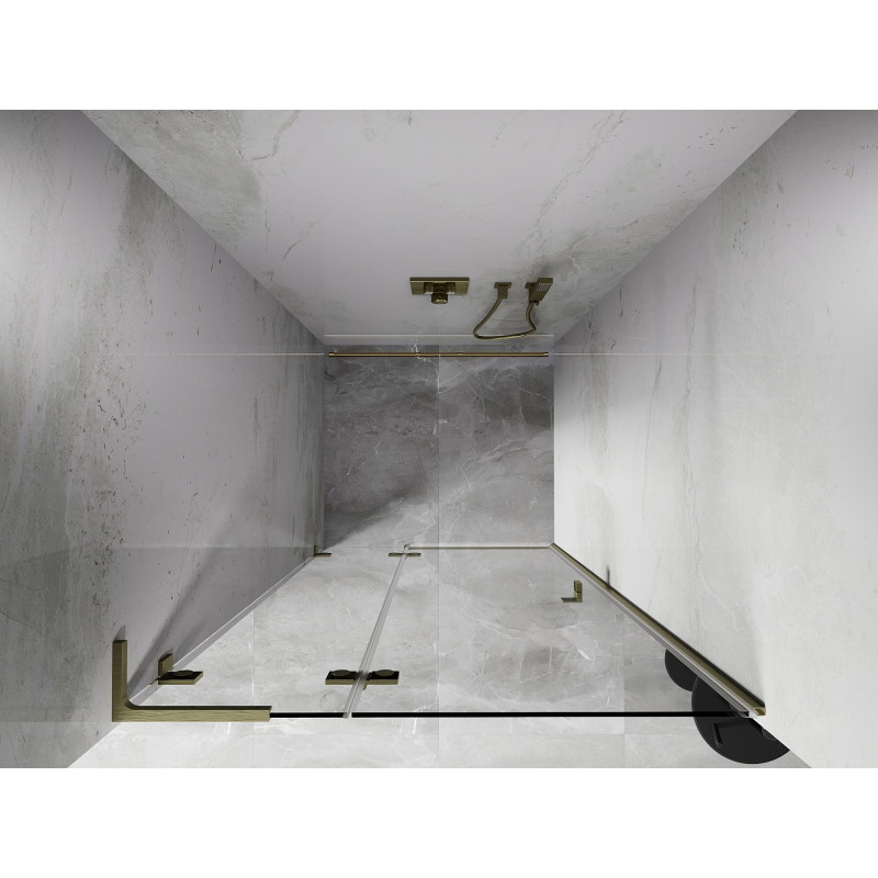 Mexen Lunar L drzwi prysznicowe uchylne lewe 115 cm, transparent, złote szczotkowane - 834L-115-000-55-00-L