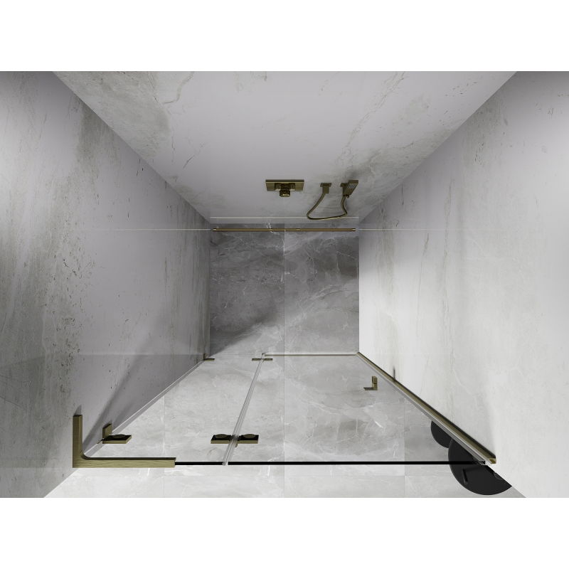 Mexen Lunar L drzwi prysznicowe uchylne lewe 125 cm, transparent, złote szczotkowane - 834L-125-000-55-00-L