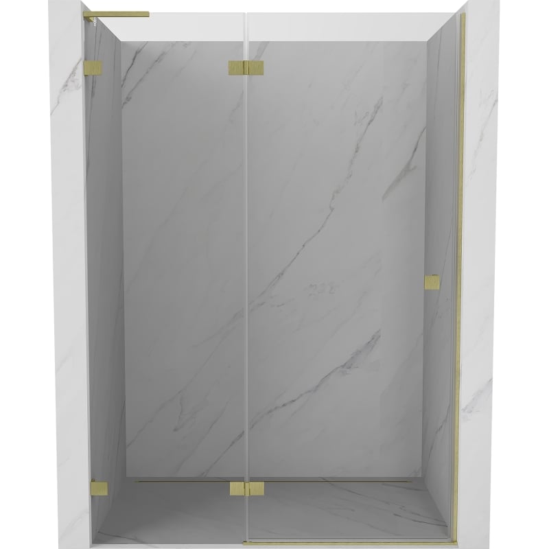 Mexen Lunar L drzwi prysznicowe uchylne lewe 130 cm, transparent, złote szczotkowane - 834L-130-000-55-00-L