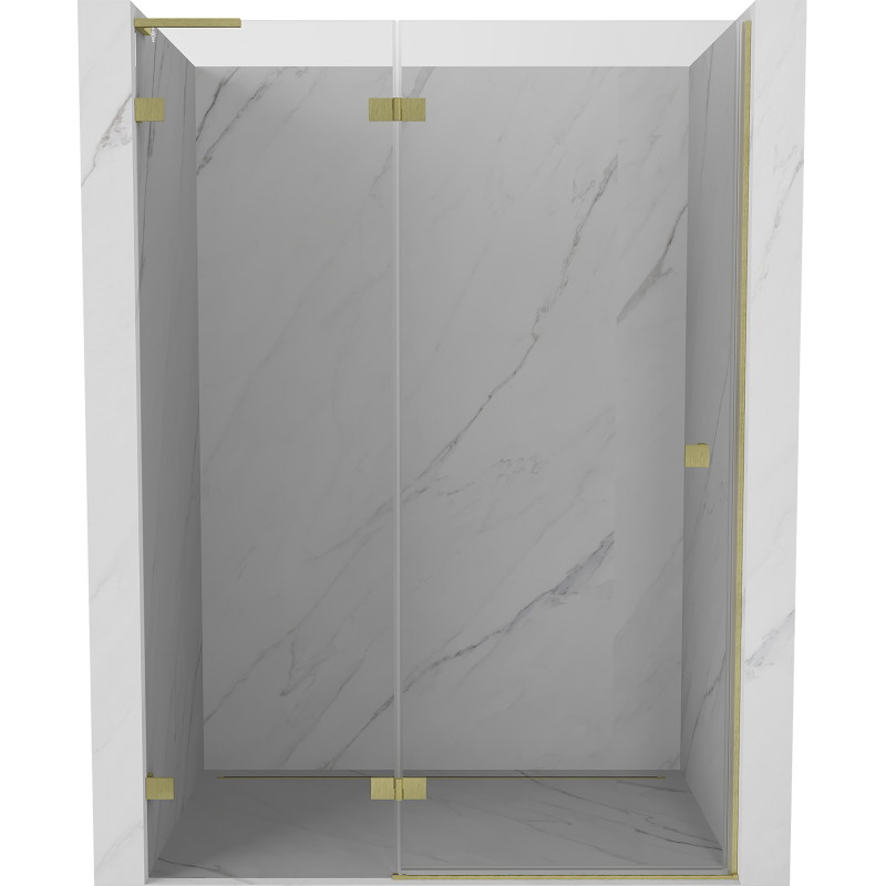 Mexen Lunar L drzwi prysznicowe uchylne lewe 135 cm, transparent, złote szczotkowane - 834L-135-000-55-00-L