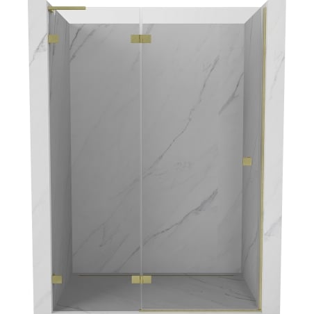 Mexen Lunar L drzwi prysznicowe uchylne lewe 135 cm, transparent, złote szczotkowane - 834L-135-000-55-00-L