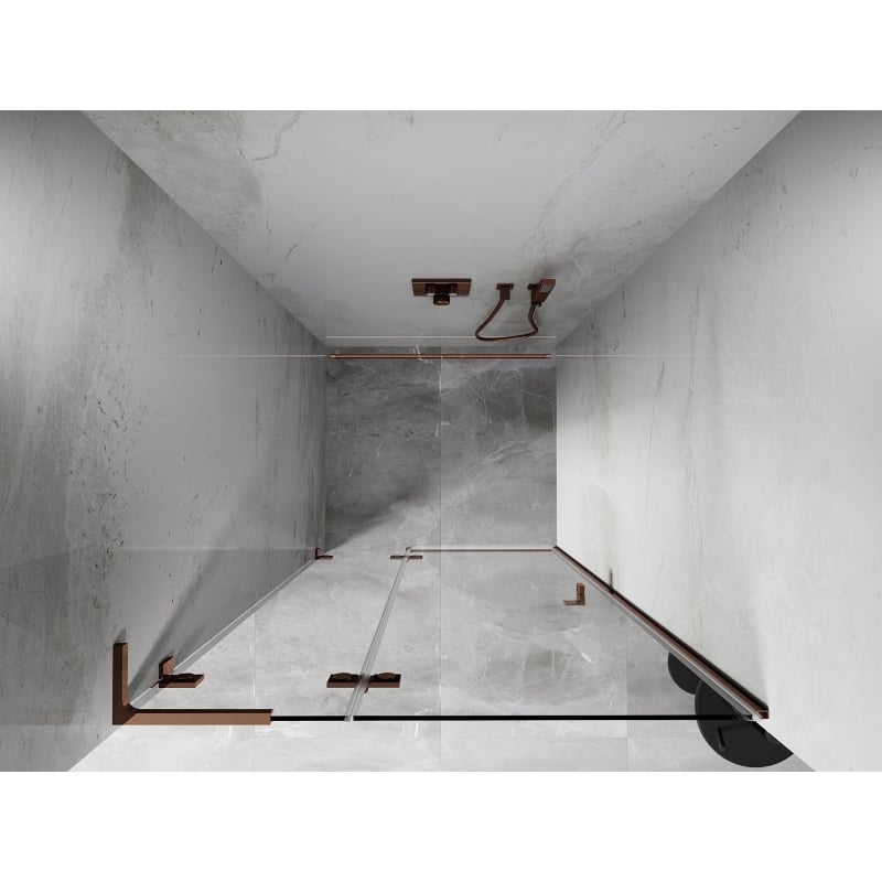 Mexen Lunar L drzwi prysznicowe uchylne lewe 95 cm, transparent, różowe złoto - 834L-095-000-60-00-L