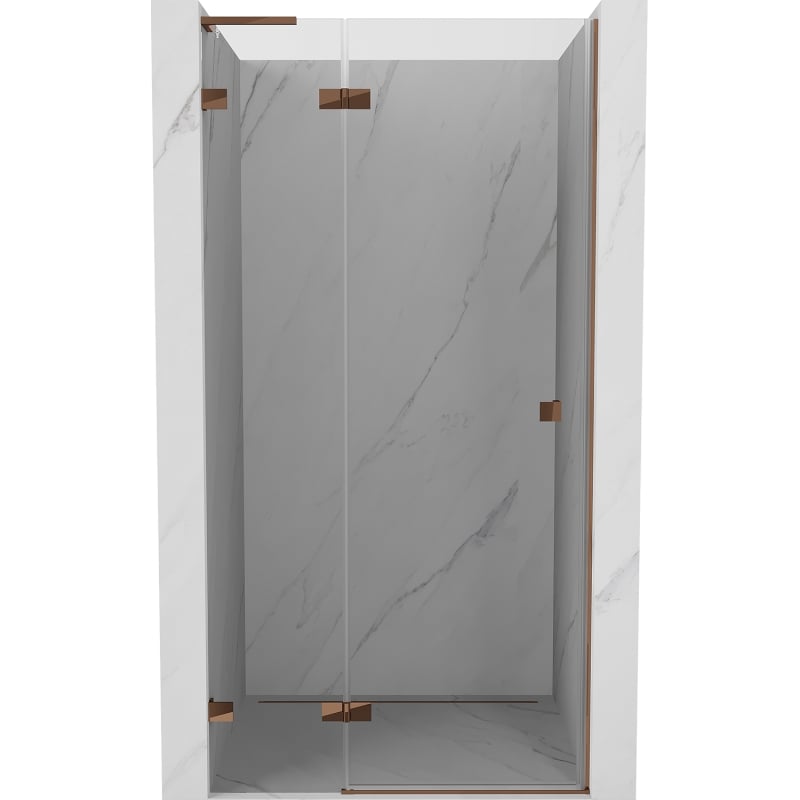 Mexen Lunar L drzwi prysznicowe uchylne lewe 100 cm, transparent, różowe złoto - 834L-100-000-60-00-L