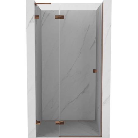 Mexen Lunar L drzwi prysznicowe uchylne lewe 100 cm, transparent, różowe złoto - 834L-100-000-60-00-L
