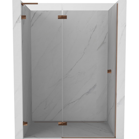 Mexen Lunar L drzwi prysznicowe uchylne lewe 130 cm, transparent, różowe złoto - 834L-130-000-60-00-L