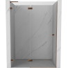 Mexen Lunar L drzwi prysznicowe uchylne lewe 130 cm, transparent, różowe złoto - 834L-130-000-60-00-L