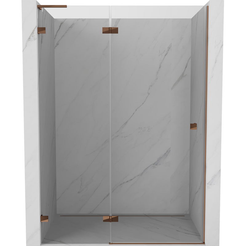 Mexen Lunar L drzwi prysznicowe uchylne lewe 140 cm, transparent, różowe złoto - 834L-140-000-60-00-L