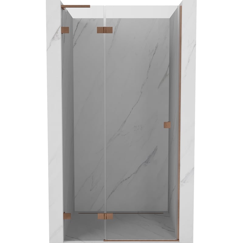 Mexen Lunar L drzwi prysznicowe uchylne lewe 85 cm, transparent, miedź szczotkowana - 834L-085-000-65-00-L