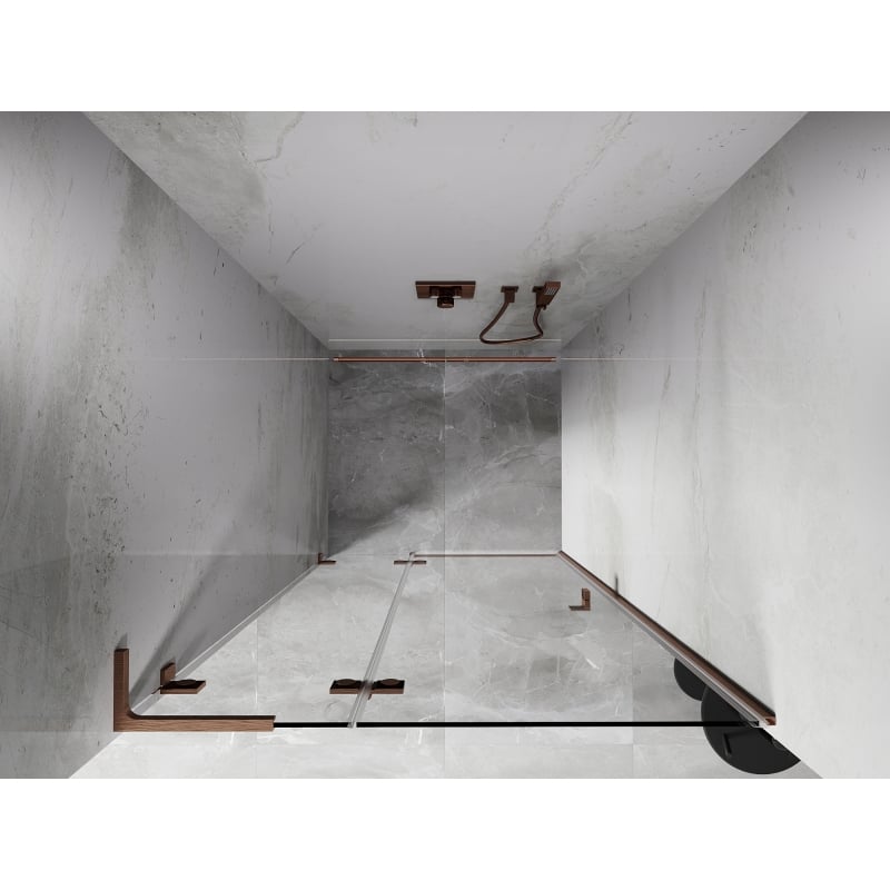 Mexen Lunar L drzwi prysznicowe uchylne lewe 85 cm, transparent, miedź szczotkowana - 834L-085-000-65-00-L