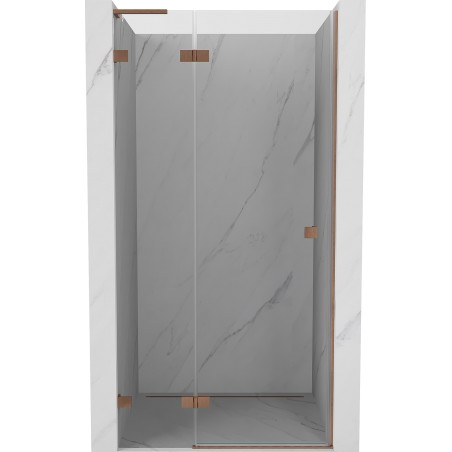 Mexen Lunar L drzwi prysznicowe uchylne lewe 115 cm, transparent, miedź szczotkowana - 834L-115-000-65-00-L