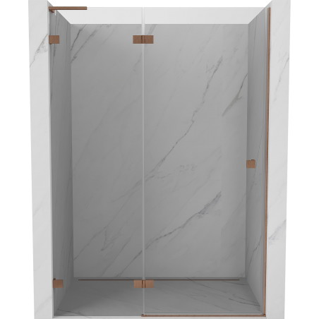 Mexen Lunar L drzwi prysznicowe uchylne lewe 140 cm, transparent, miedź szczotkowana - 834L-140-000-65-00-L