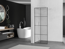 Mexen Kioto ścianka prysznicowa Walk-in 70 x 200 cm, czarna kratka 8 mm, biała - 800-070-101-20-77