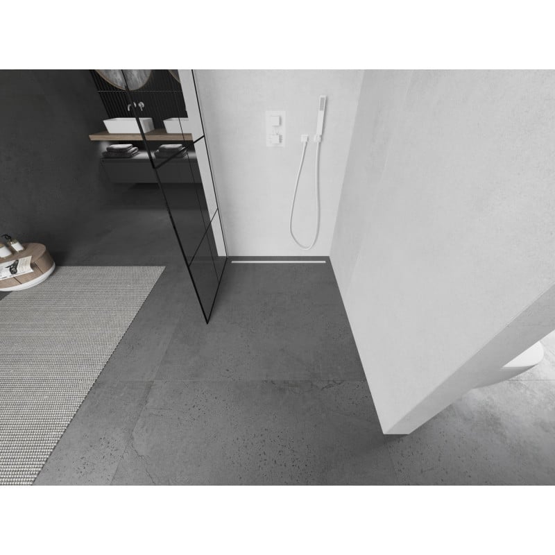 Mexen Kioto ścianka prysznicowa Walk-in 80 x 200 cm, czarna kratka 8 mm, biała - 800-080-101-20-77