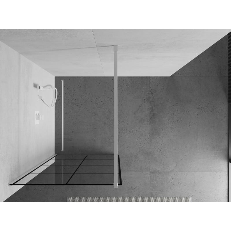 Mexen Kioto ścianka prysznicowa Walk-in 80 x 200 cm, czarna kratka 8 mm, biała - 800-080-101-20-77