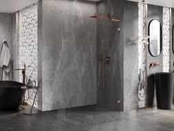 Mexen Lunar L ścianka prysznicowa Walk-in prawa 60 x 200 cm, transparent 8 mm, miedź szczotkowana - 830L-060-000-65-00-P