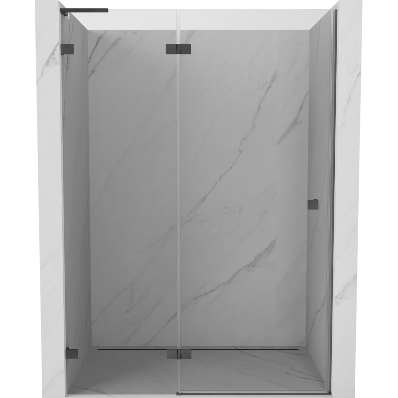 Mexen Lunar L drzwi prysznicowe uchylne lewe 135 cm, transparent, gun gray szczotkowany - 834L-135-000-66-00-L