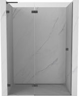 Mexen Lunar L drzwi prysznicowe uchylne lewe 140 cm, transparent, gun gray szczotkowany - 834L-140-000-66-00-L