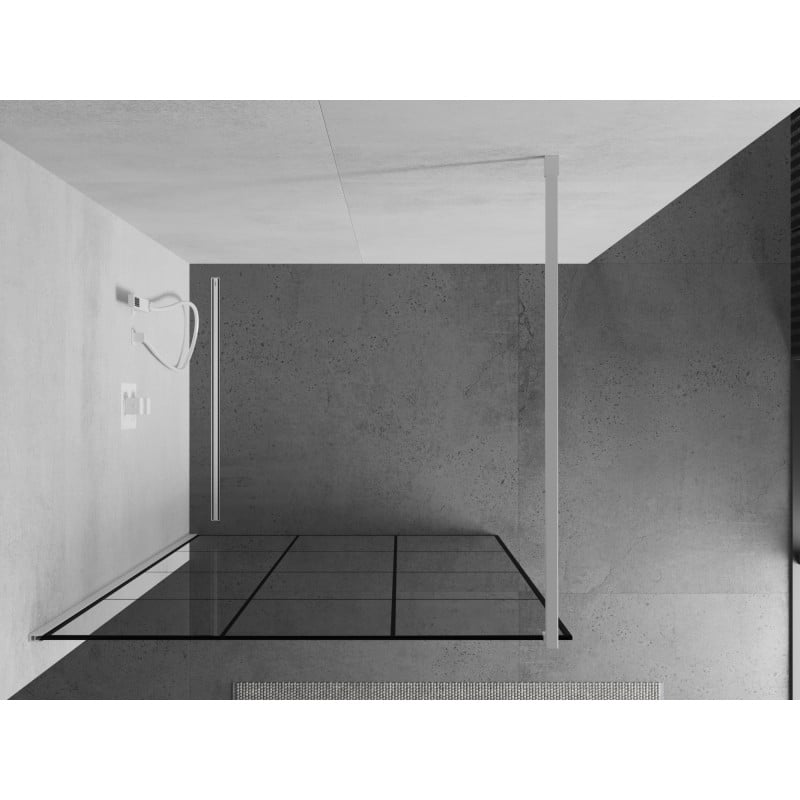 Mexen Kioto ścianka prysznicowa Walk-in 100 x 200 cm, czarna kratka 8 mm, biała - 800-100-101-20-77