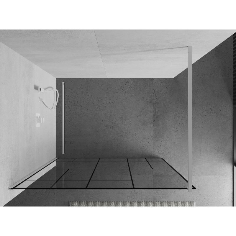 Mexen Kioto ścianka prysznicowa Walk-in 90 x 200 cm, czarny wzór 8 mm, biała - 800-090-101-20-78