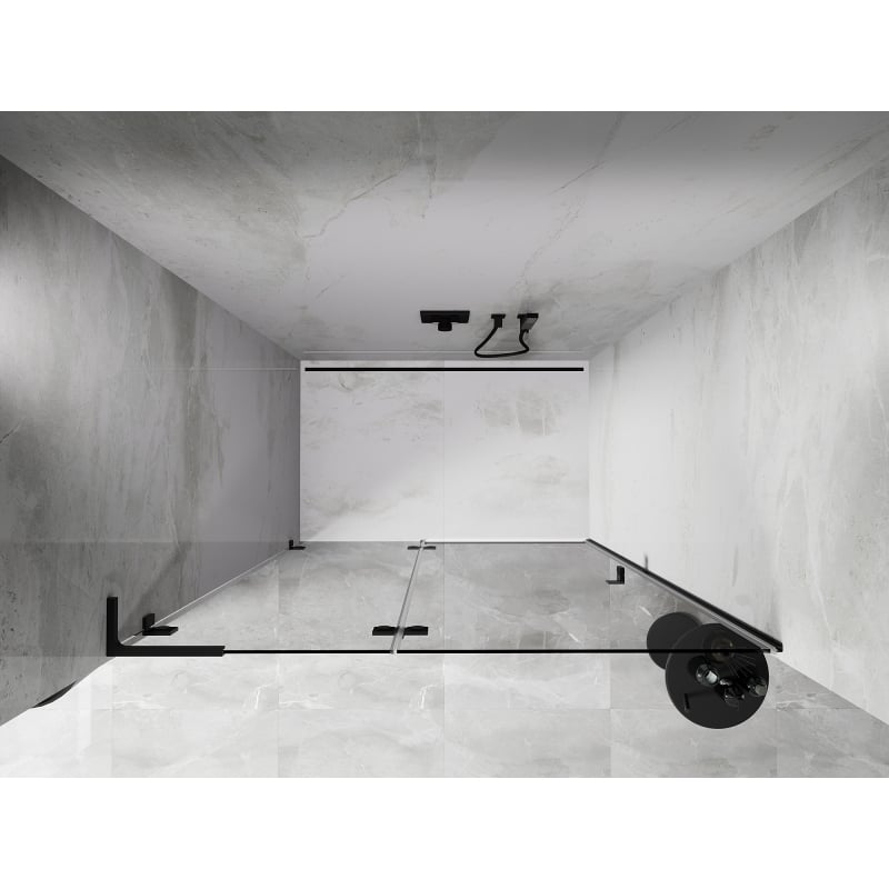 Mexen Lunar L drzwi prysznicowe uchylne lewe 135 cm, transparent, czarne - 834L-135-000-70-00-L