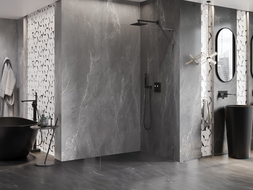 Mexen Lunar L ścianka prysznicowa Walk-in prawa 90 x 200 cm, transparent 8 mm, gun gray szczotkowany - 830L-090-000-66-00-P