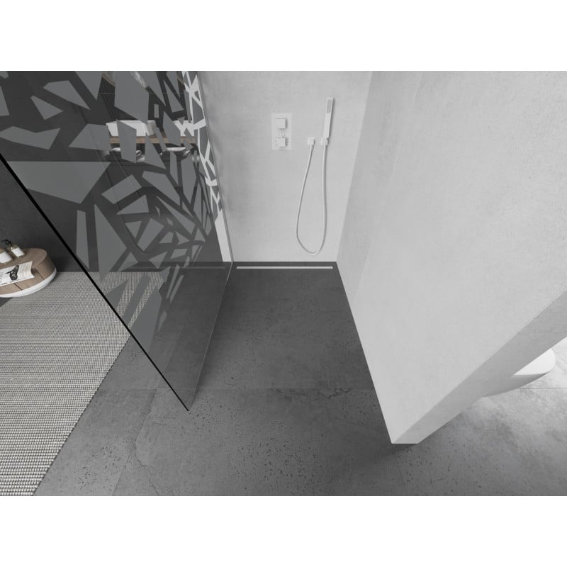 Mexen Kioto ścianka prysznicowa Walk-in 70 x 200 cm, biały wzór 8 mm, biała - 800-070-101-20-85