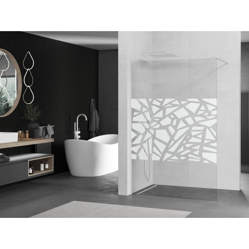 Mexen Kioto ścianka prysznicowa Walk-in 90 x 200 cm, biały wzór 8 mm, biała - 800-090-101-20-85